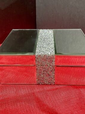 Glitter Accent Mirrored Jewelry Box - Silver by Tahari